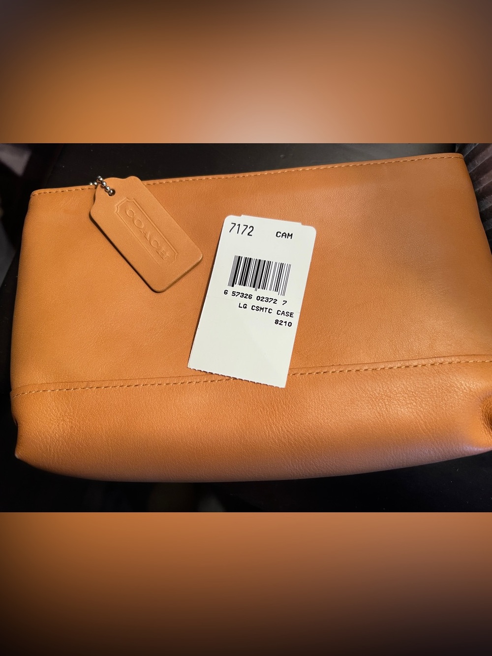 Vintage 90s Coach 7172 Camel glove-tanned leather cosmetic pouch NWT